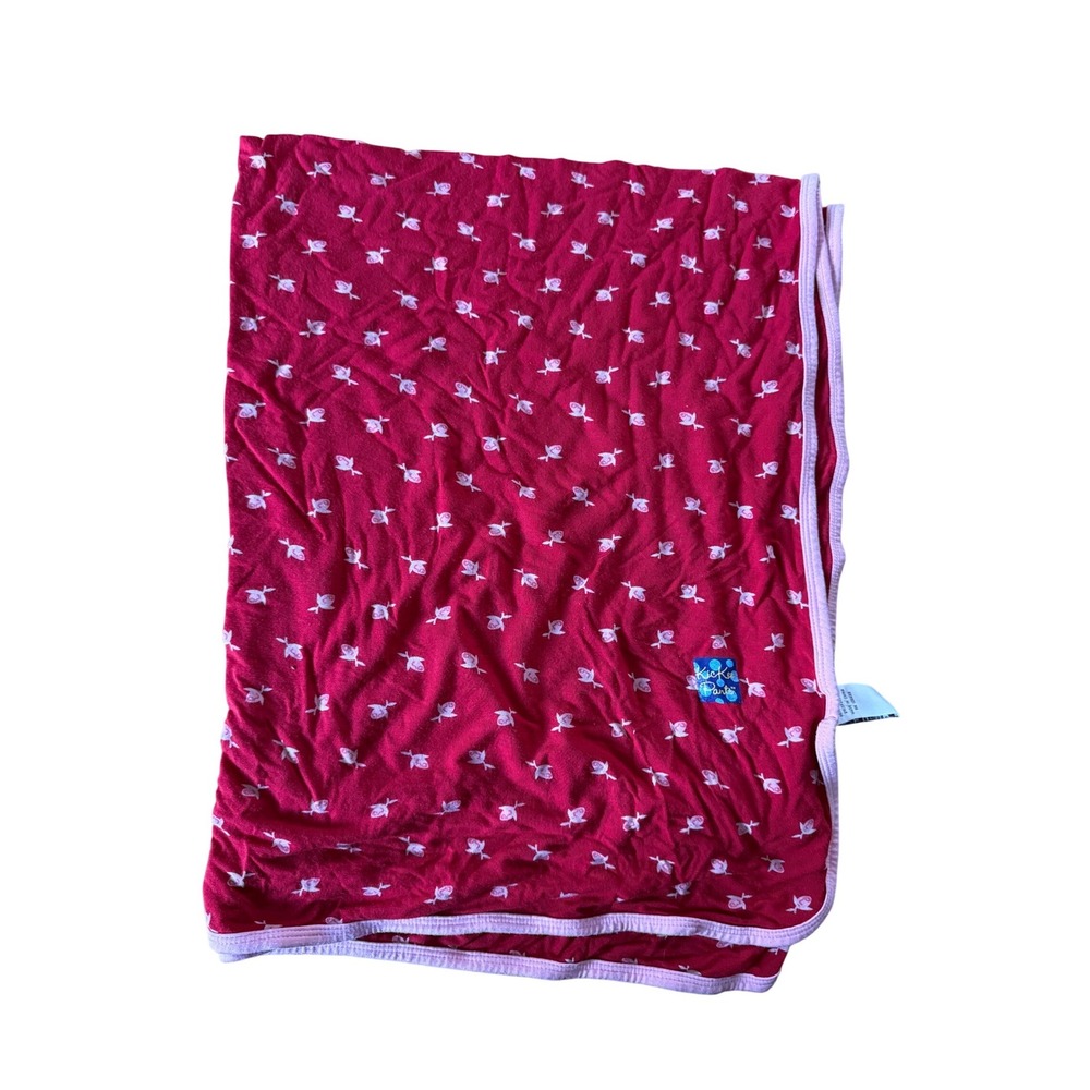 Kickee Pants Baby Girl Candy Apple Rose Bud Swaddling Blanket Swaddle Red